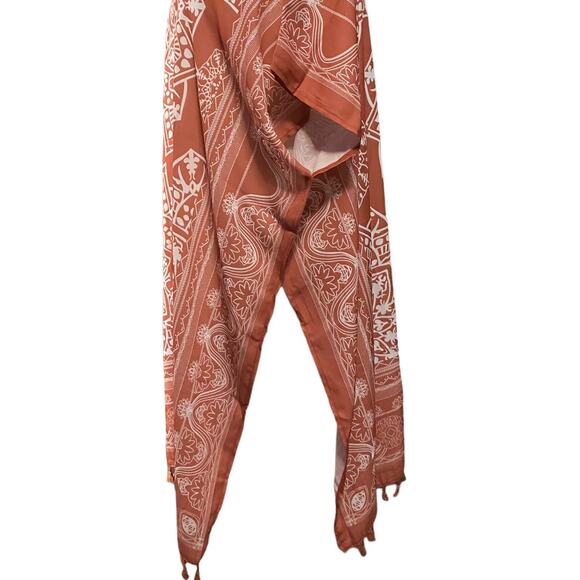 Posh N' Posy Women's Tassel Trim Mandala Kimono Beach Coverup Shawl Side Slit OS - Picture 6 of 9